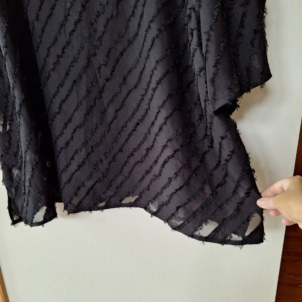 Eloquii Women's Semi Sheer Black Textured Blouse. Lagenlook. Size 26